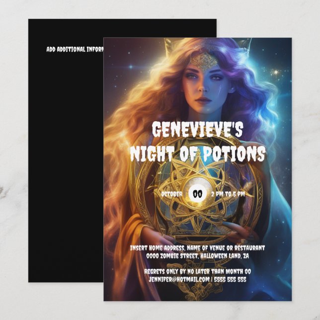 Convite Menina da sorte da bruxa celta do Halloween (Frente/Verso)