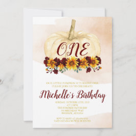 Convite Menina de abóbora Girassol Dourado Primeiro Aniver