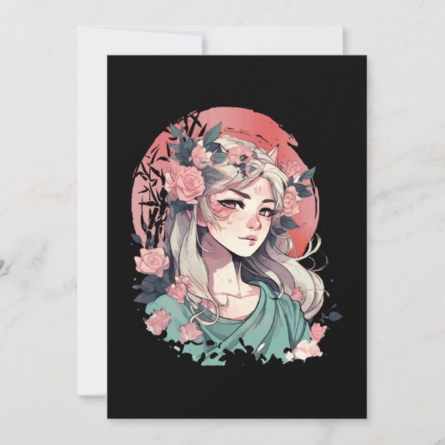 Convite Menina de Anime Fofa (Frente)