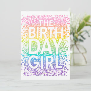Convite Menina de Aniversário Arco-íris