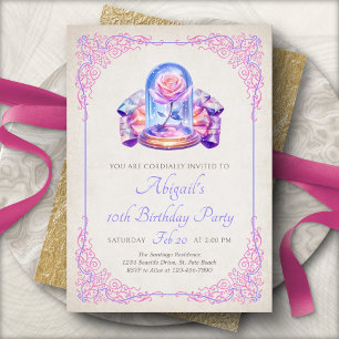Convite Menina de Aniversário Conto de Fadas Rosa