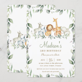 Convite Menina de Aniversário da Selva Chic
