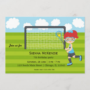 Convite Menina de aniversário de Lacrosse