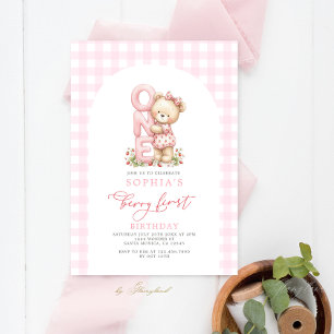 Convite Menina de Aniversário de Um Ano Berry
