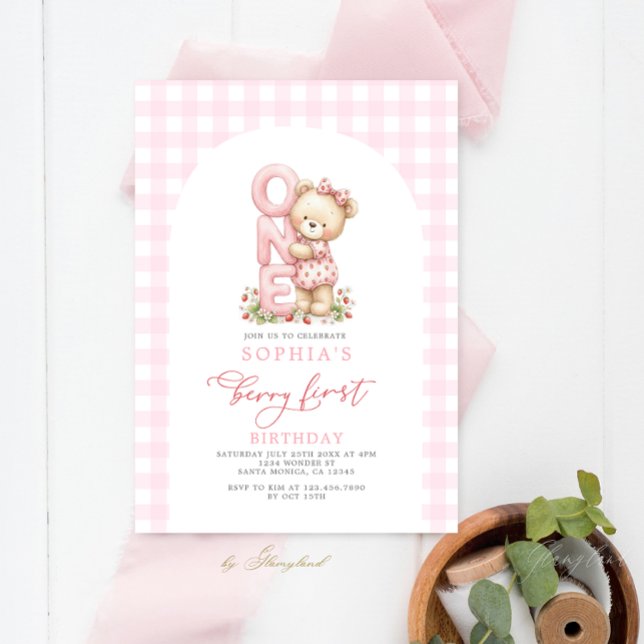 Convite Menina de Aniversário de Um Ano Berry (Criador carregado)