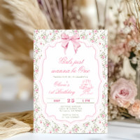Menina de Aniversário de Um Ano com Laço Rosa Eleg