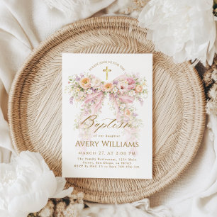 Convite Menina de Arco Floral Bloom Batismo