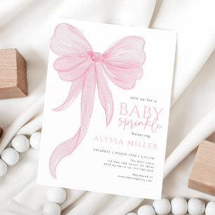 Convite Menina de Arco Rosa Delicado Baby Sprinkle