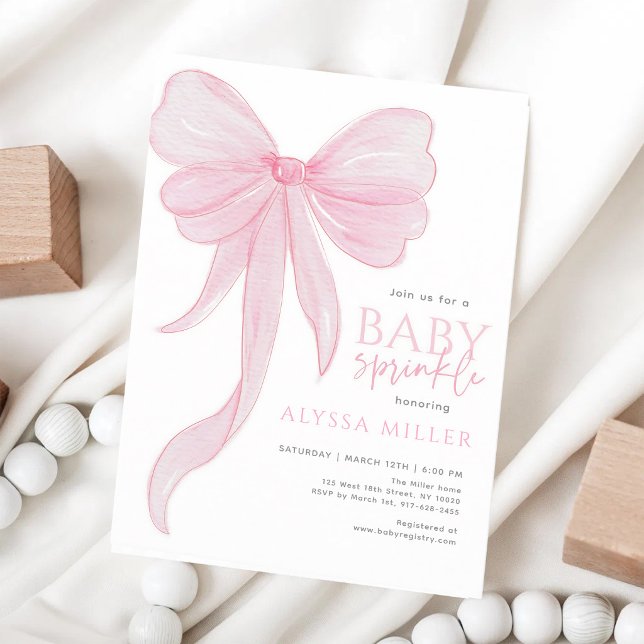 Convite Menina de Arco Rosa Delicado Baby Sprinkle (Criador carregado)