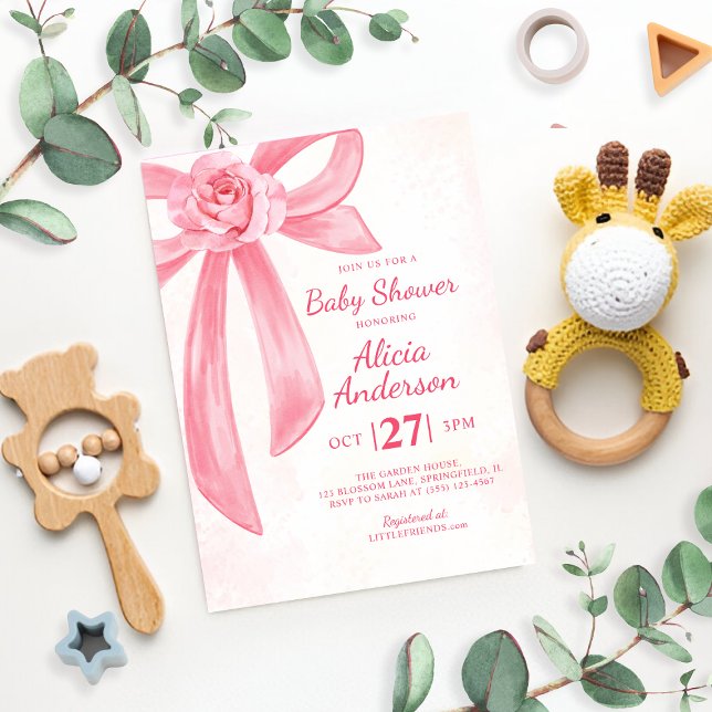 Convite Menina de Arco Rosa e Blush Moderna (Criador carregado)