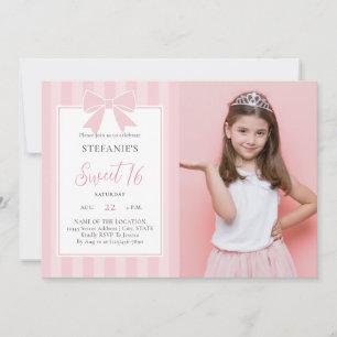Convite Menina de Arco Rosa Elegante Aniversário de 16 Ano