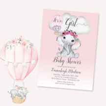 Menina de Balão de Elefante Chá de Bebê | Rosas Ro