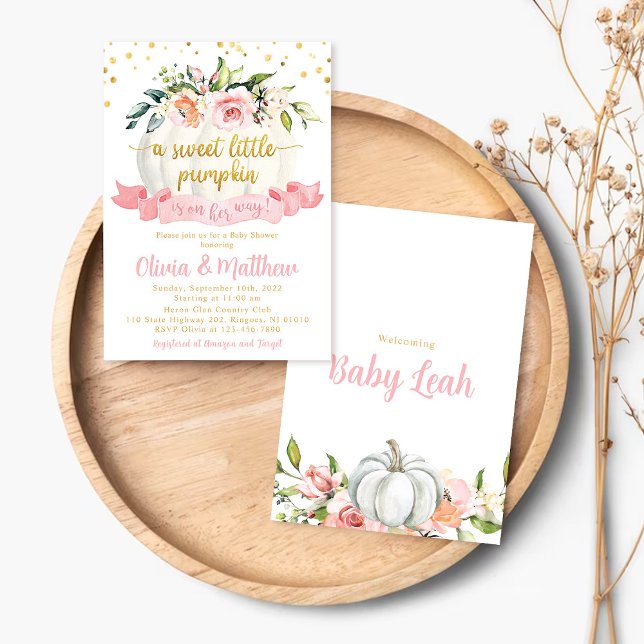 Convite Menina de Chá de fraldas de Abóbora Menina (Criador carregado)