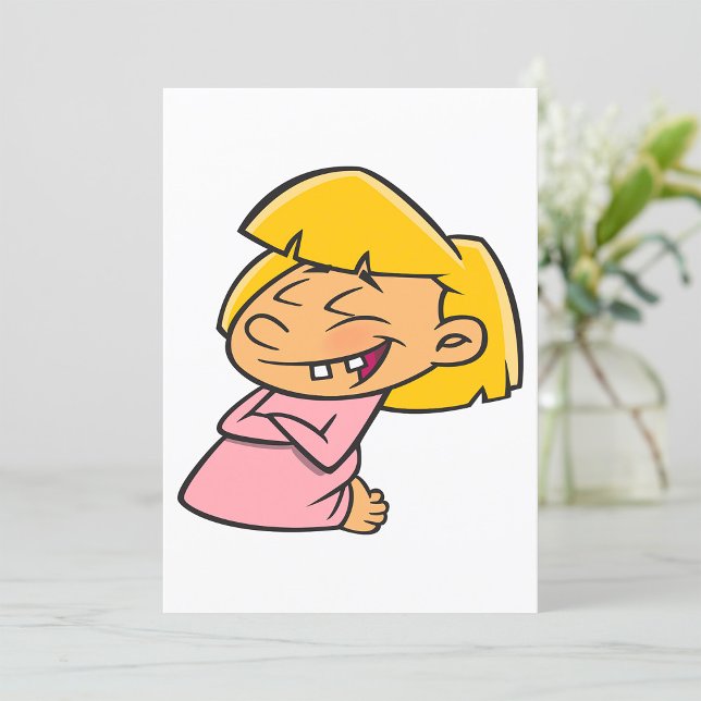 Convite Menina de Desenho Animado Feliz Rindo (Criador carregado)