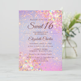 Convite Menina de Doce 16 Aniversário Rosa Dourado Brilho 