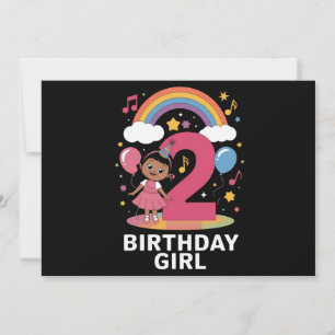 Convite Menina de Dois Anos de Idade Aniversário Cute 2º A