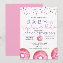 Convite Menina de Donuts de Aquarela Chuveirinho de Bebê
