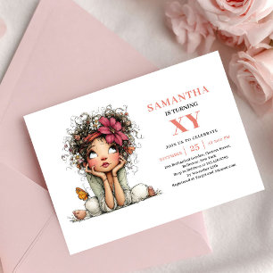 Convite Menina de Fada Adorável Aniversário de 2 anos Flor