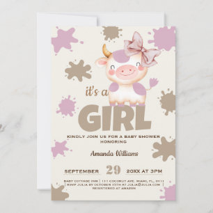Convite Menina de fazenda vaca sagrada baby shower