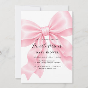 Convite Menina de Laço Rosa Chás de Bebê