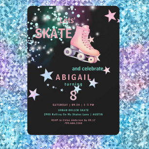 Convite Menina de patins no gelo Festa de aniversário de 8