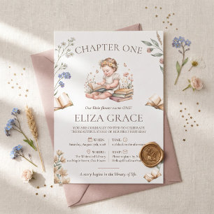 Convite Menina de Primeiro Aniversário do Livro de Históri