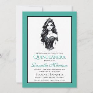 Convite Menina de Quinze Anos de Azul Turquesa