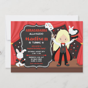 Convite Menina de Show Mágico Mágica Festa de Aniversário