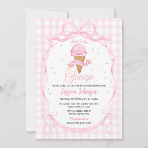 Convite Menina de Sorvete Coquette Churras de Bebê Rosa
