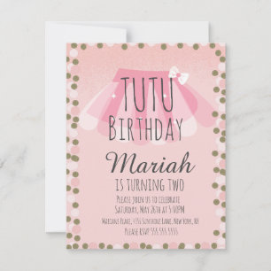 Convite Menina de Tutu Aniversário Rosa Pontos de Brilho F