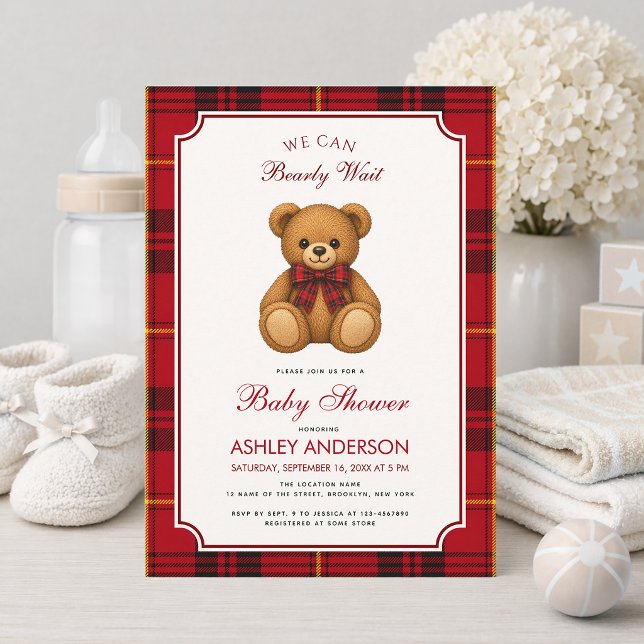 Convite Menina de Ursinho Teddy Preparada para Chás de Beb (Criador carregado)