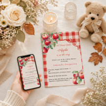 Menina de xadrez vermelho da Apple Baby Shower