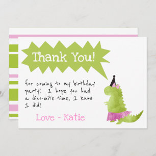 Convite Menina Dinossauro Tutu Obrigado Aniversário Pink T