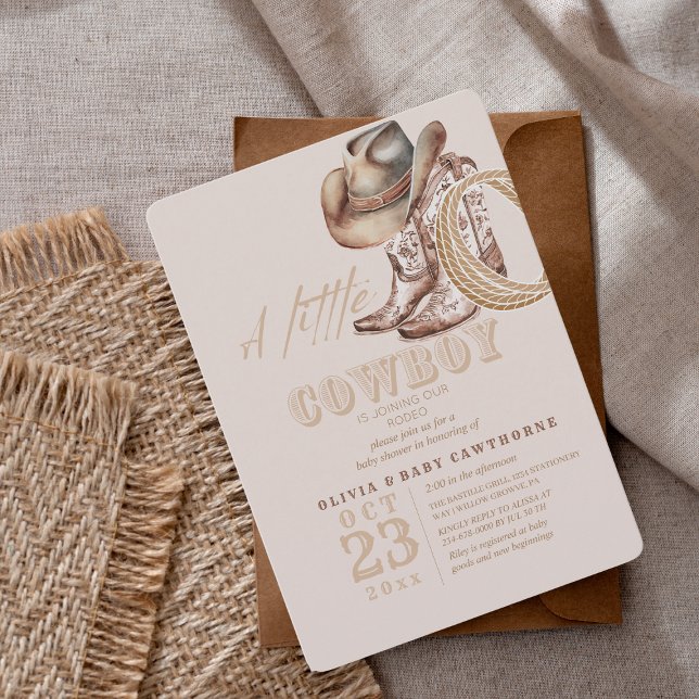 Convite Menina do Cowboy chá Sexo Neutro (Criador carregado)