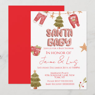 Convite Menina do Papai Noel Festa de Bebê Férias Chuvada