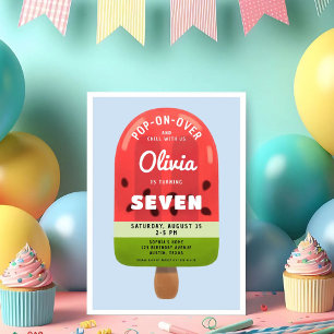 Convite Menina do Picolé de Melão Fofo Aniversário de 7 An