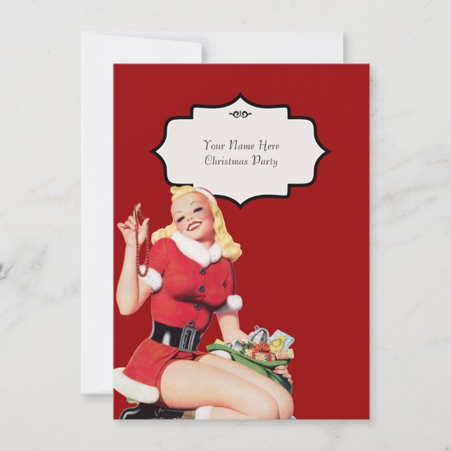 Convite Menina do Pinup do 50 do vintage (Frente)