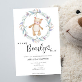 Convite Menina do Urso Teddy Boho Bebê Rosa Mal Pode Esper