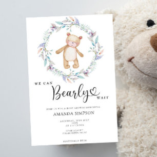 Convite Menina do Urso Teddy Boho Bebê Rosa Mal Pode Esper