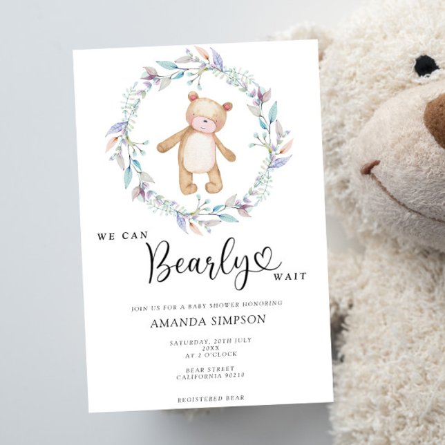 Convite Menina do Urso Teddy Boho Bebê Rosa Mal Pode Esper (Criador carregado)