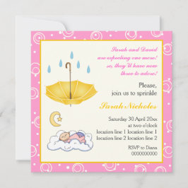 Convite Menina dormindo borrife borrifado amarelo rosa con