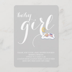 Convite Menina dormindo chá texto elegante mínimo