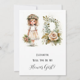 Convite Menina e Floral Você Será Minha Menina Flor