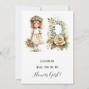 Convite Menina e Floral Você Será Minha Menina Flor