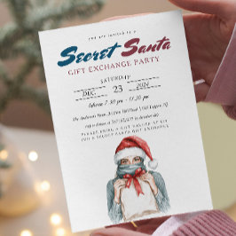 Convite Menina Elegante com Festa de Papais noeis Secretos