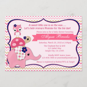 Convite Menina Ellie Baby Shower Invants