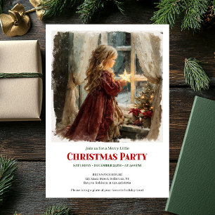 Convite Menina encantadora aguarda Natal editável Natal