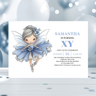 Convite Menina Fada Azul Caprichosa Aniversário de 2 Anos