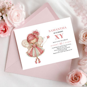 Convite Menina Fada Caprichosa 6º Aniversário Rosa Corado