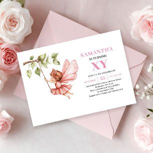 Convite Menina Fada Caprichosa 9º Aniversário Rosa Corado